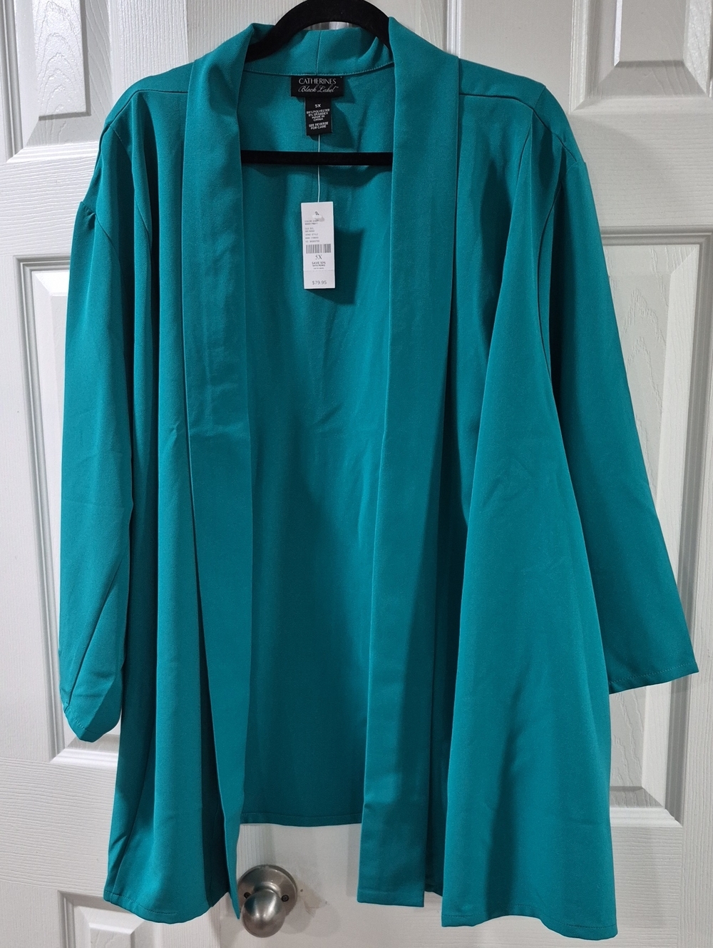Catherines Teal Open-Front Cape Jacket